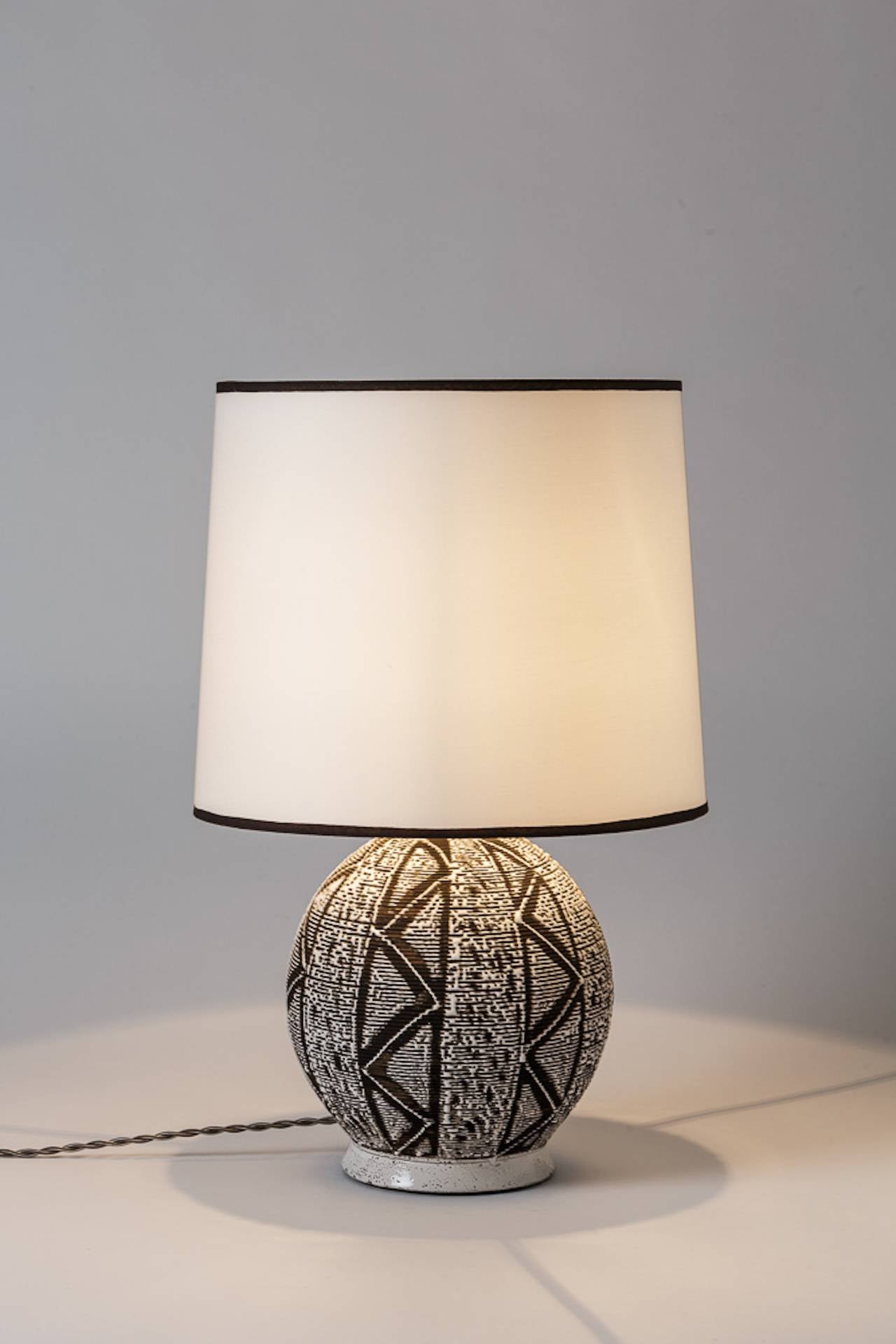 Beaux Arts Interesting Africanist Ceramic Lamp, circa 1930-1940, Attributed to Primavera