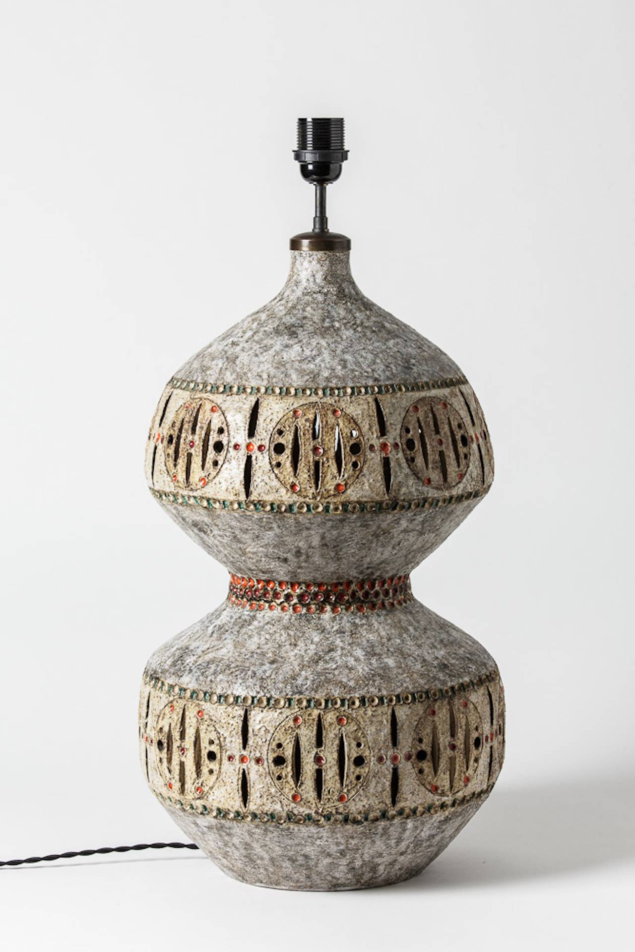 Extraordinary and Important Ceramic Lamp by Raphaël Giarrusso, Vallauris In Excellent Condition In Neuilly-en- sancerre, FR