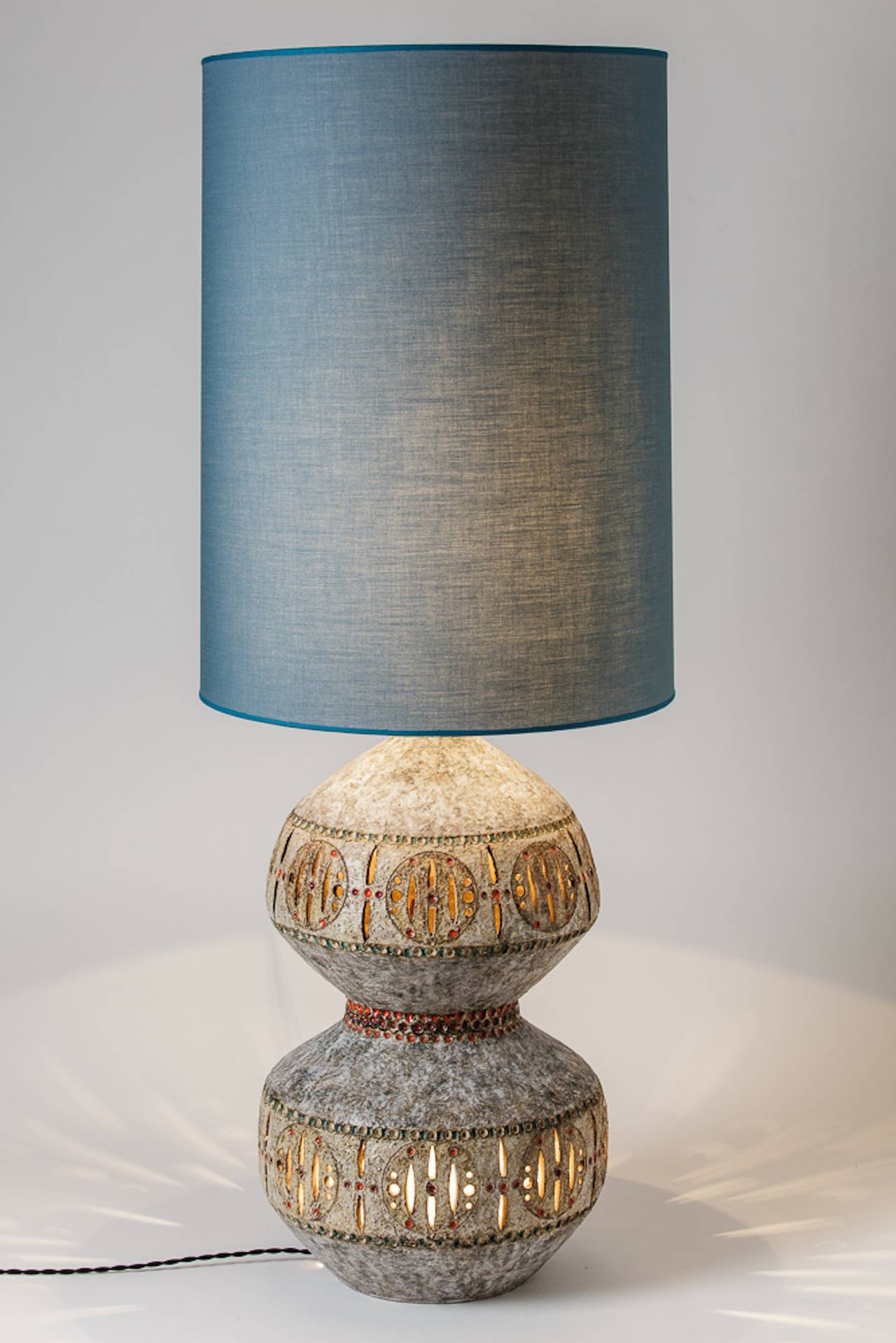 French Extraordinary and Important Ceramic Lamp by Raphaël Giarrusso, Vallauris