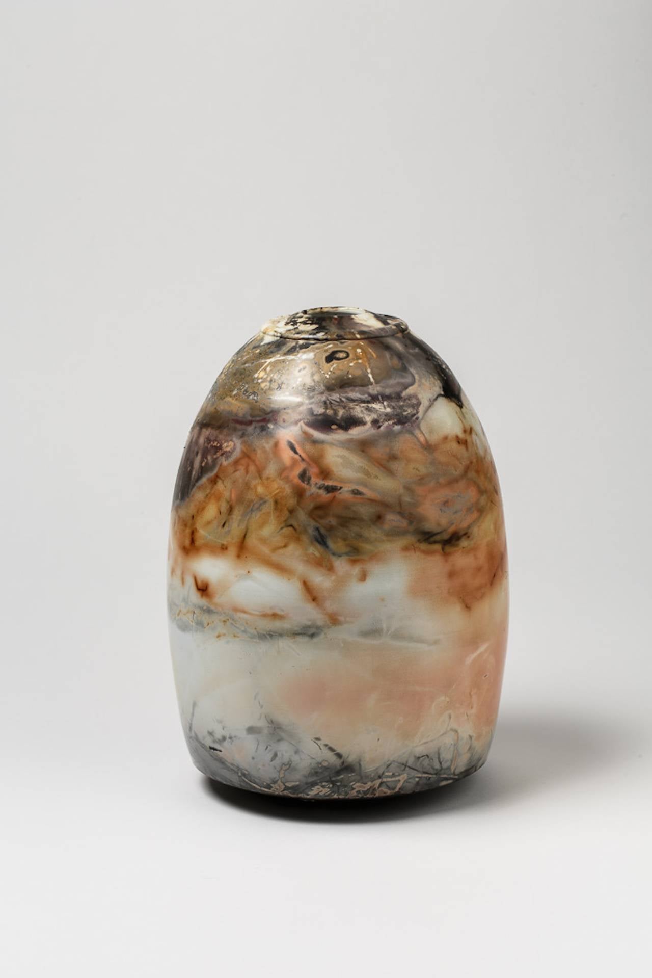 Beaux Arts Ovoid Shape Ceramic Vase by Alistair Danhieux, Saint-Amand-en-Puisaye