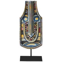 Ceramic Mask by F. Labelle with a Metal Base, circa 1980-1990 4