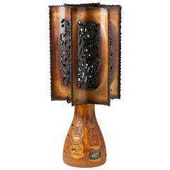 Intersting Ceramic, Resin and Copper Lamp by Accolay, circa 1970 12