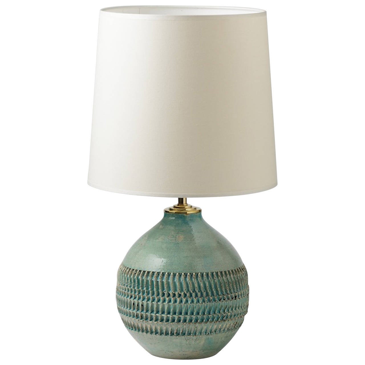Elegant Turquoise Blue Ceramic Lamp by Dubray, circa 19301940 at 1stDibs