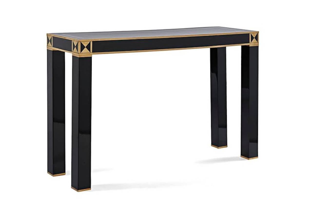 Black Lacquer Trim Table by Maison Jansen