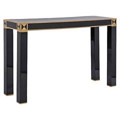Black Lacquer Trim Table by Maison Jansen