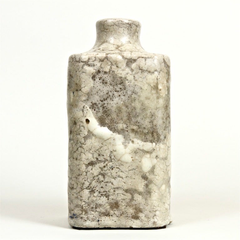 Rara botella cuadrada de gres de Emile Decoeur Francés