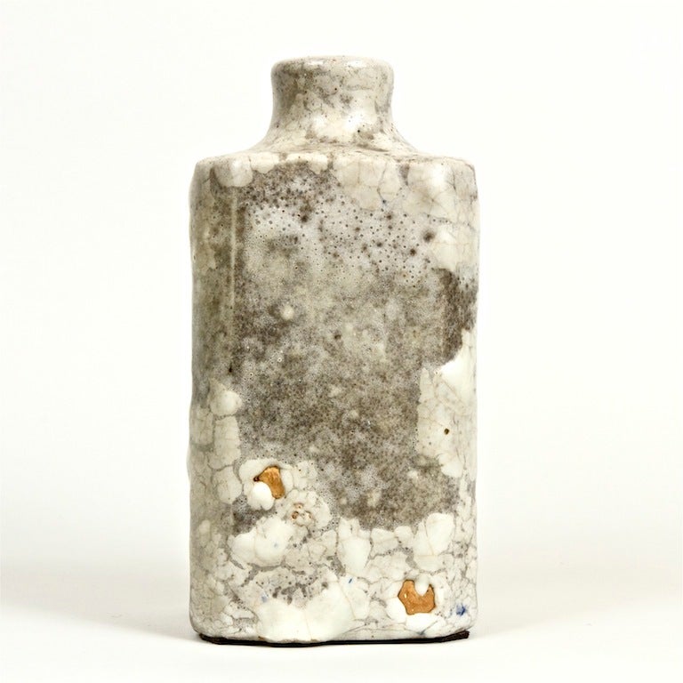 Rara botella cuadrada de gres de Emile Decoeur siglo XX