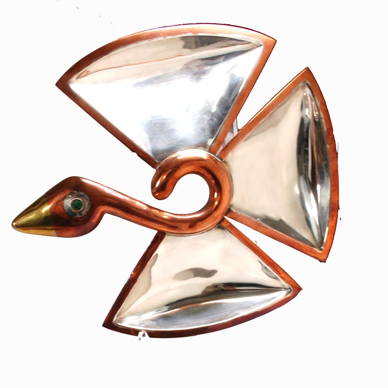 Mid Century Los Castillo  Hors d'oeuvre Dish Mixed Metals