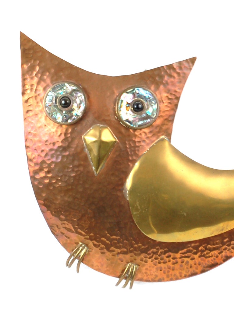 Los Castillo Mid Century Mixed Metals Owl