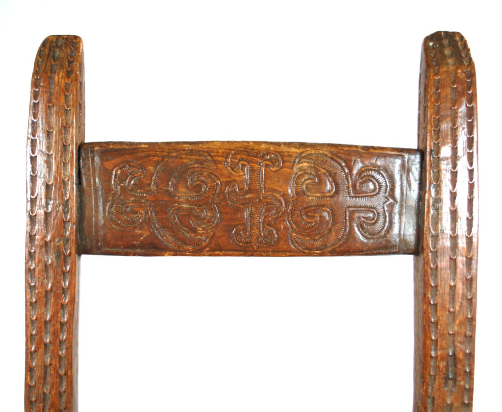 Spanish Colonial Carved Low Chair from Mexico For Sale 1