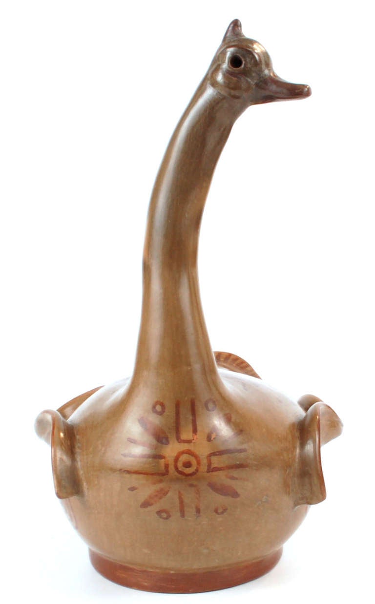 Contemporary Exceptional Burnished Ceramic Goose Decorative Piece For Sale