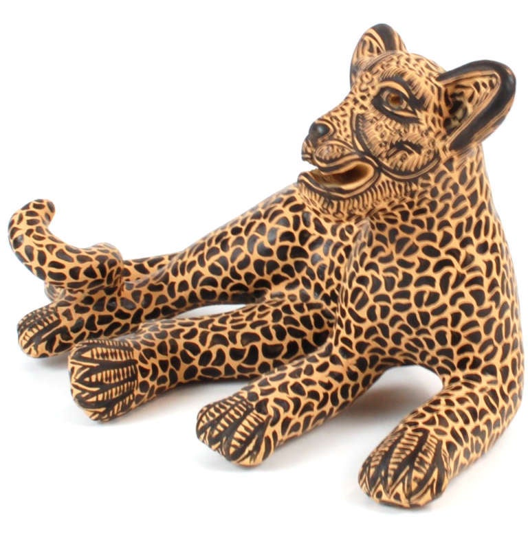 Mexican Original Signed Alberto Bautista Jaguar Sculpture  For Sale