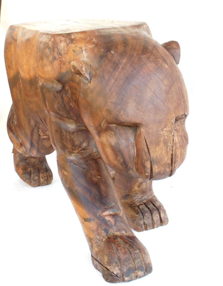 Mid Century Jaguar Coffee Table Stand Solid  Carved Wood