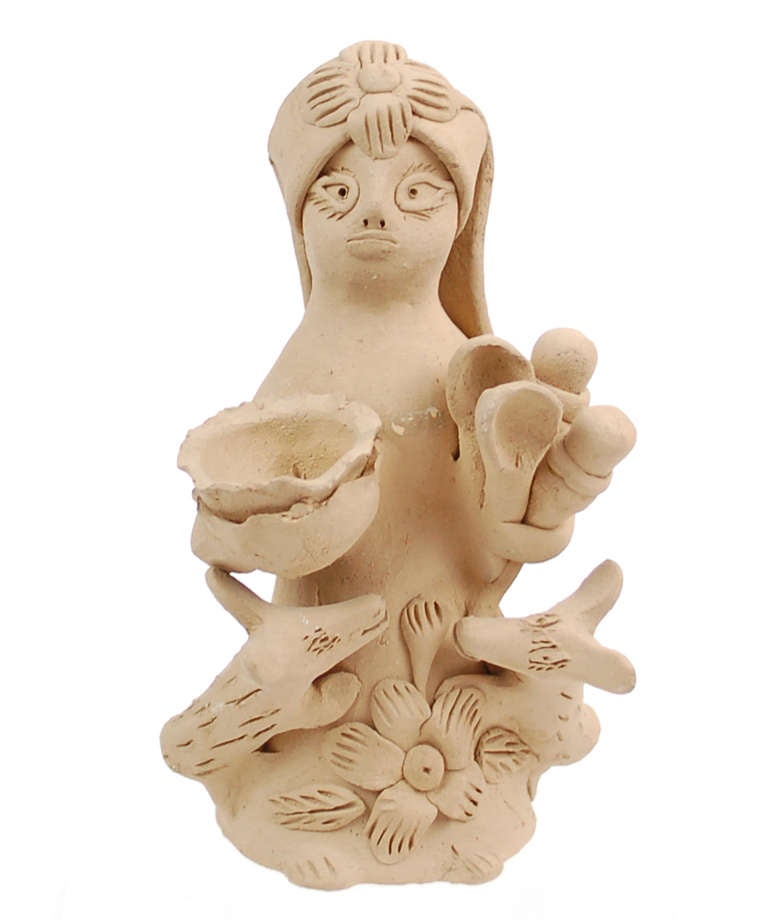Whimsical Collection of Four Teodora Blanco Terracotta Figurines In Good Condition For Sale In Los Angeles, CA