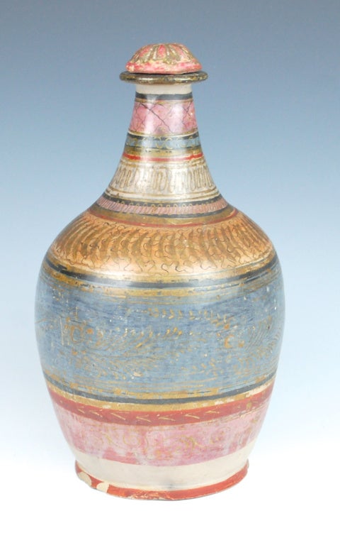 Finest Tonala 18th C Burnished Ceramic Bottle