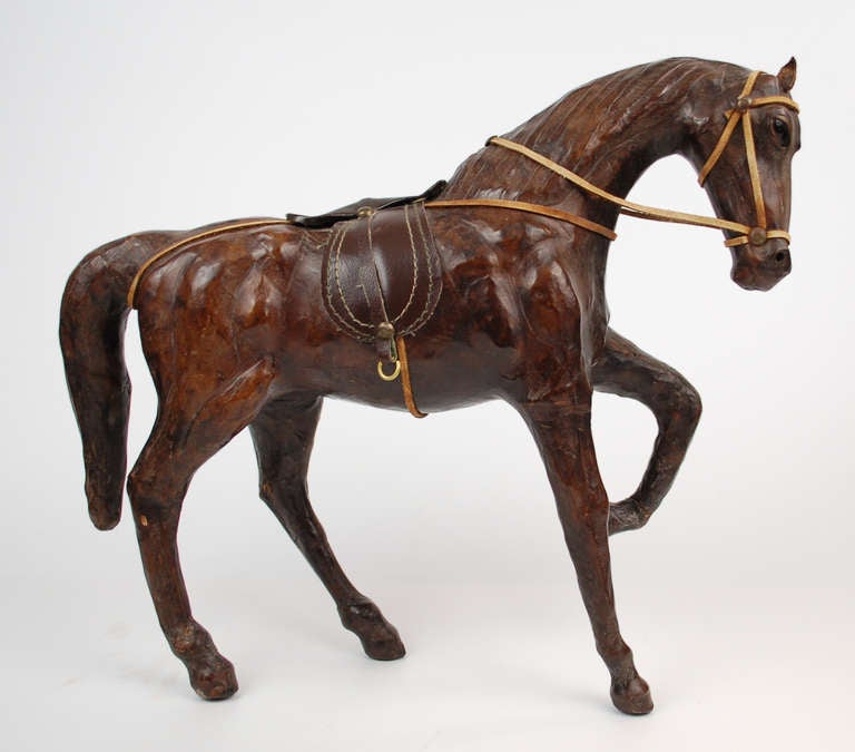 Vintage Leather Horse Sculpture
