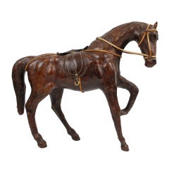 Vintage Leather Horse Sculpture