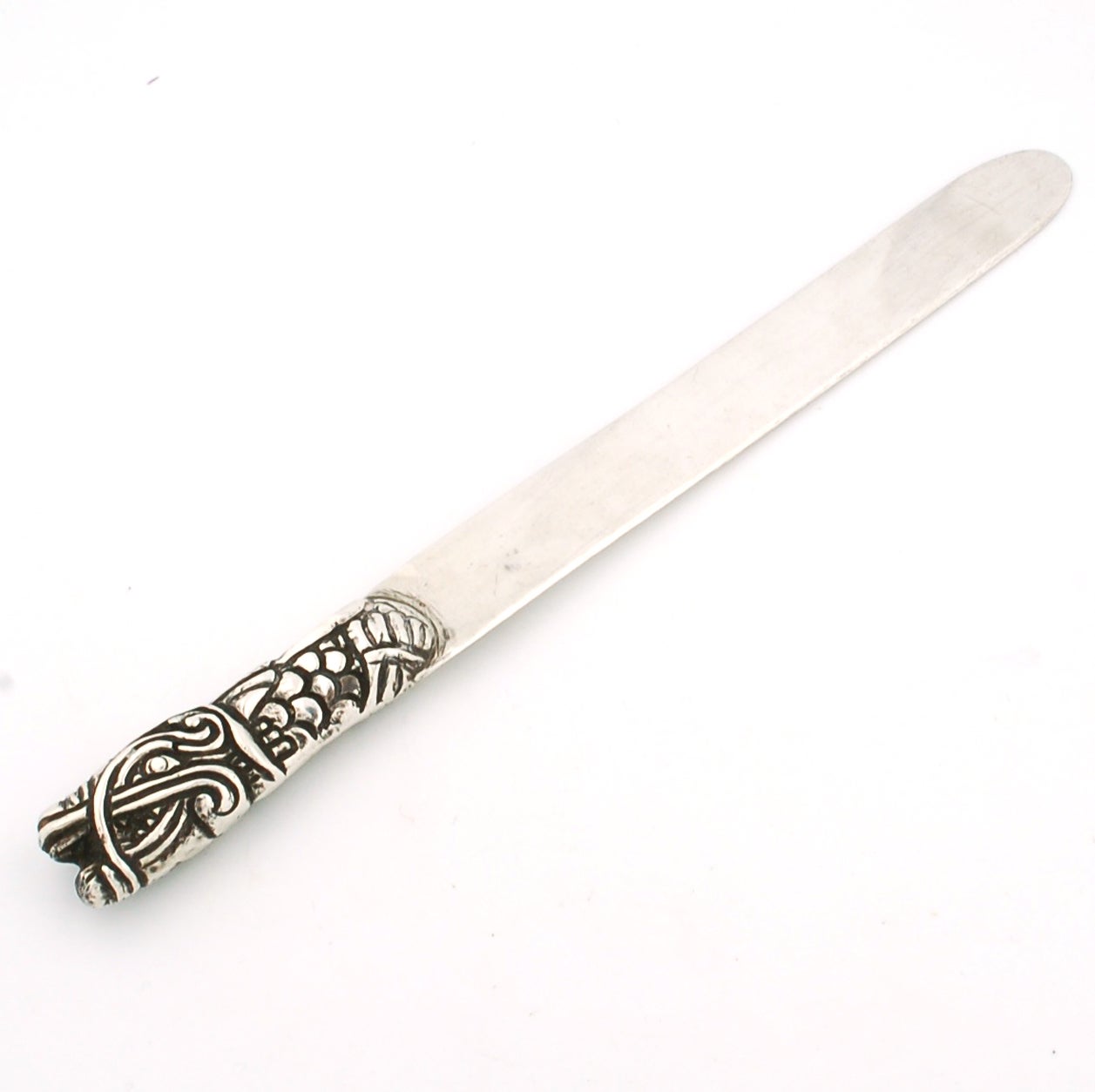 Mid Century Sterling Letter Opener Aztec Plumed Serpent For Sale