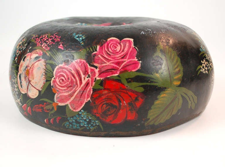 Antique Hand Painted Mexican Gourd Jicalpestle For Sale 2