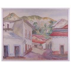 Carl Pappe Watercolor "Taxco" 1940