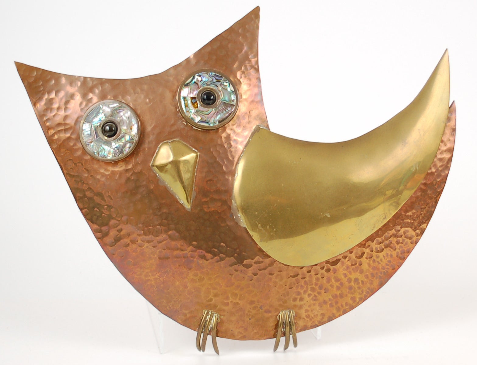 Los Castillo Mixed Metals Modernist Owl Sculpture