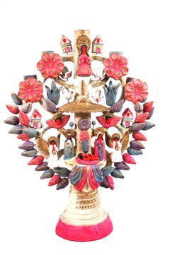 Retro Mid Century Xmas Mexican Ceramic Tree of Life