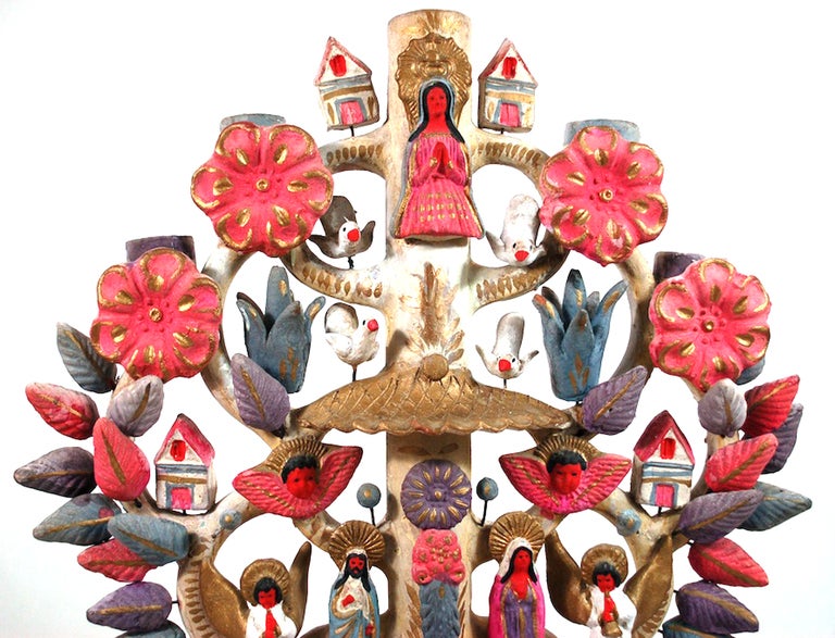 Mid Century Xmas Mexican Ceramic Tree of Life 1