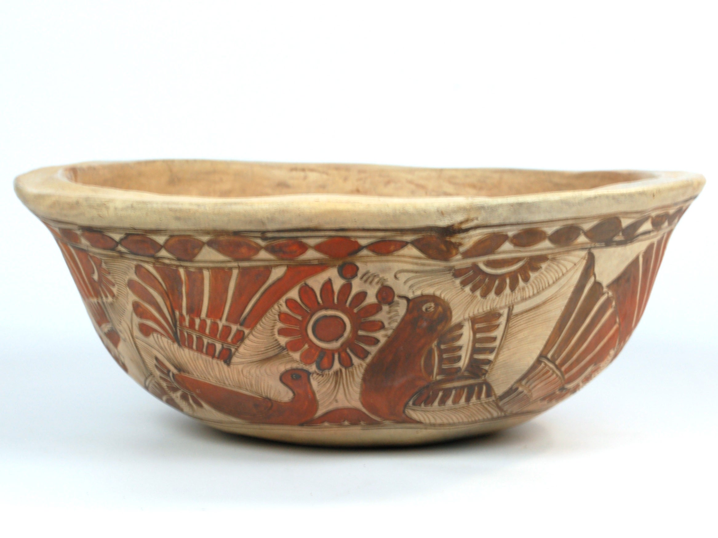 Ceramic Hand Painted Bowl Guerrero Nahua Pottery For Sale