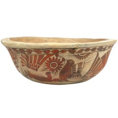 Ceramic Hand Painted Bowl Guerrero Nahua Pottery
