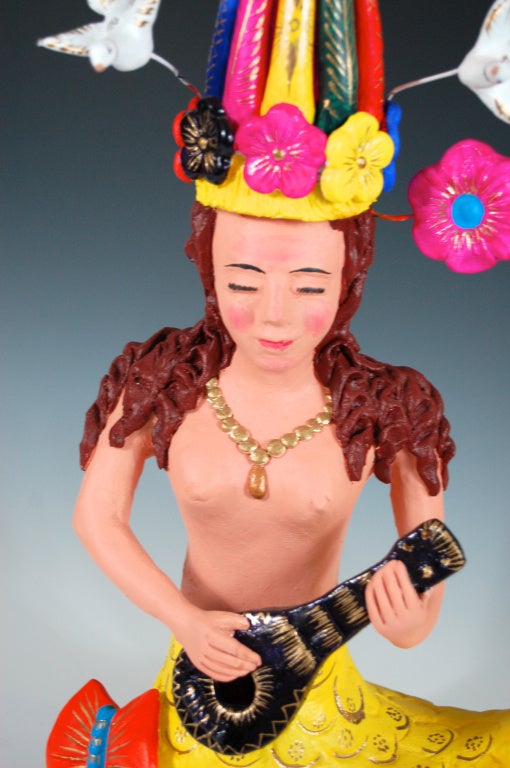 Soteno Monumental Mermaid Candleholder Mexican Folk Art For Sale 2