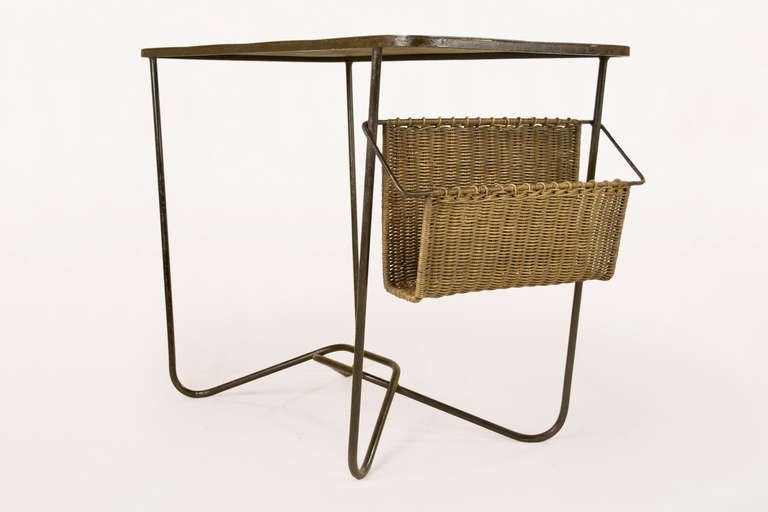 Side Table with Magazine Shelf Designed by Mathieu Mategot circa 1953