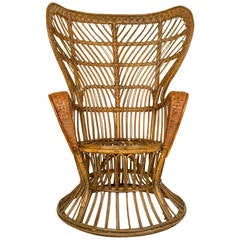 Vintage Carminati "Conte Biancomo" Wicker Chair, circa 1950, Italy