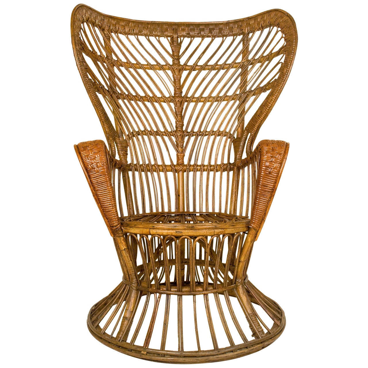 Carminati "Conte Biancomo" Wicker Chair, circa 1950, Italy
