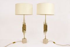 Pair of Brutalist Lamps by Angelo Brotto, circa 1970, Italy