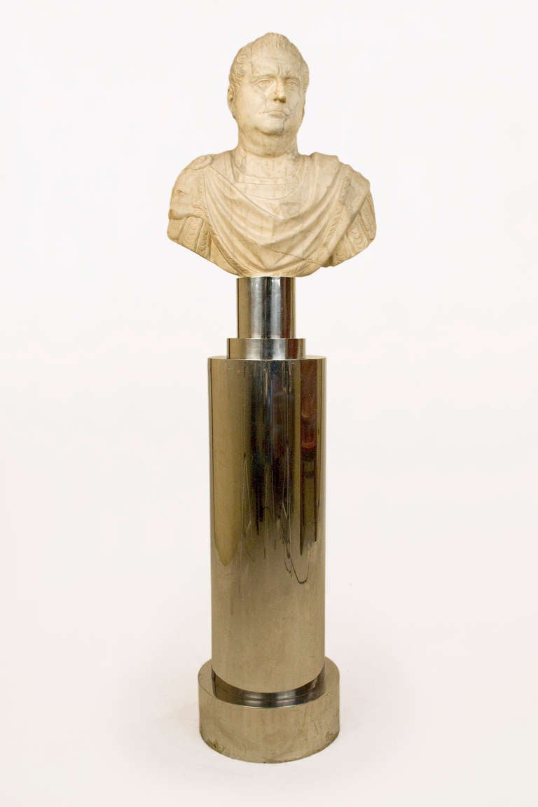 XVII Century Bust On A Base Attributed to David Hicks, England, 1970