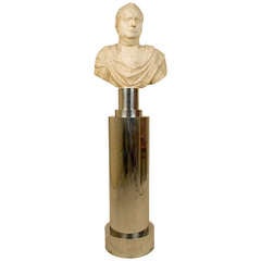 Vintage XVII Century Bust On A Base Attributed to David Hicks, England, 1970