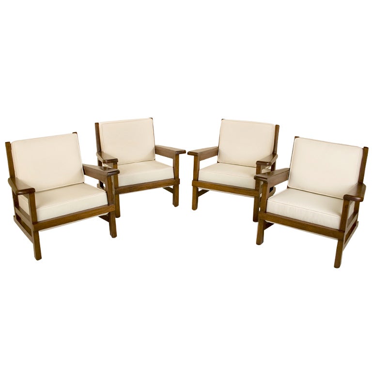 Set of 4 french armchairs by Louis Sognot & Jacques Dumond
