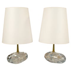 Pair of Murano Crystal Table Lamps by Angelo Brotto, circa 1980, Italy