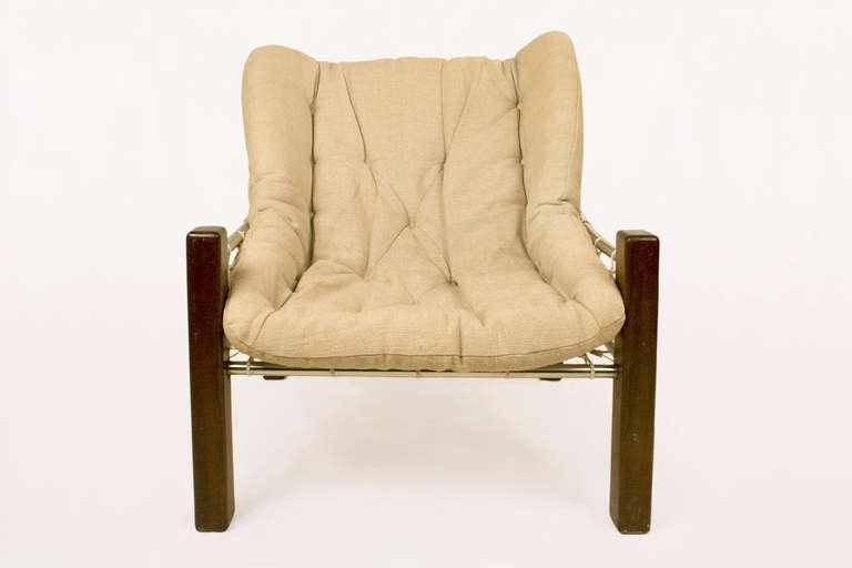 Brazilian Pair Of 1990 Brasilian Armchairs Wood.