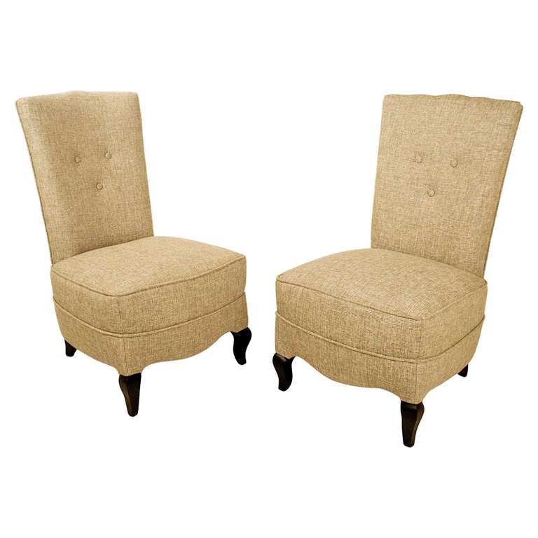 Pair Of 1940`s French Slipper Chairs.