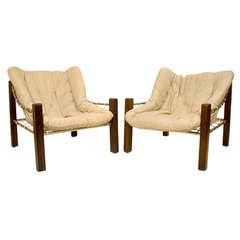 Pair Of 1990 Brasilian Armchairs Wood.