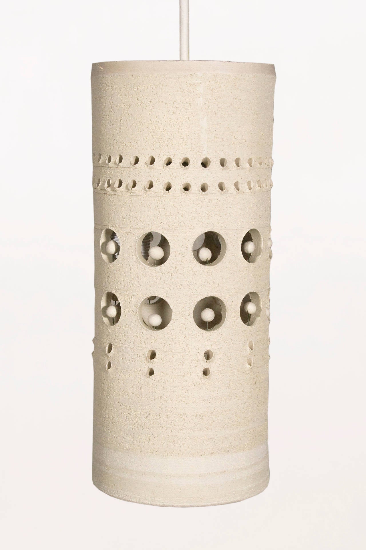 Organic Modern Georges Pelletier Ceramic Chandelier, France, circa 1970