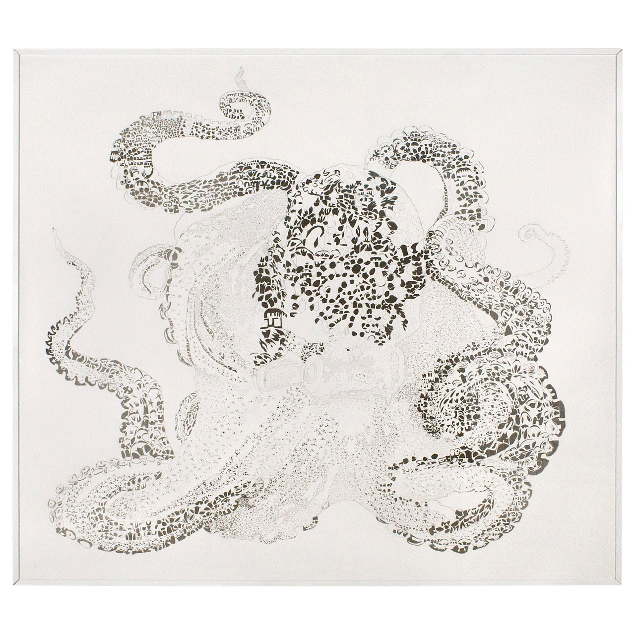 Clement Aubert Massive "Octopus" Papercut Artwork, France, circa 2000