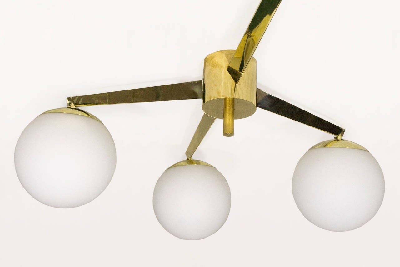 Mid-Century Modern Four-Arm Chandelier in the Style of Angelo Lelli, circa 2000, Italy