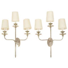 Pair of Silver Platted Sconces by Valenti