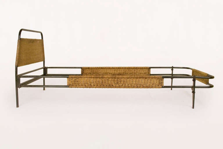 Bed By Mathieu Matégot, circa 1960.
Original condition.
Provenance: Hunting Lodge in Morocco. Produced only 12 pieces.