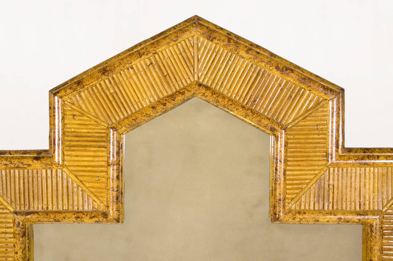 Modern Extra Large Pierre Lottier Faux-Bamboo Mirror, circa 1970, Spain