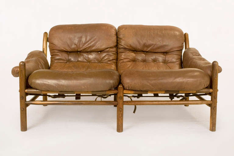 Safari leather sofa by Arne Norell for Scanfom
1959, Swedish
Excellent antique condition