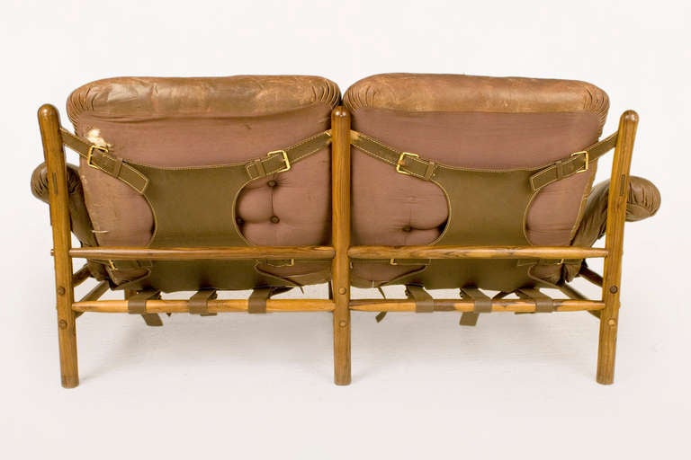 Mid-20th Century Safari Leather Sofa By Arne Norell for Scanfom, 1959