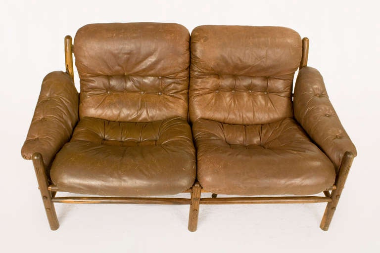 Safari Leather Sofa By Arne Norell for Scanfom, 1959 1
